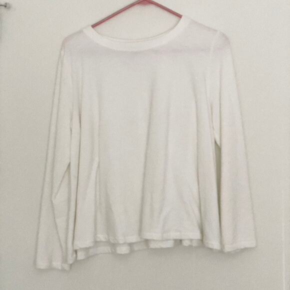 Eri + Ali Anthropologie Modal Cotton White Long-sleeved Crewneck Top Medium - Picture 1 of 5
